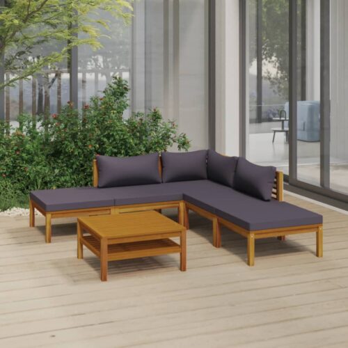 6-Piece Garden Lounge Set with Cushion Acacia Wood Timber Outdoor Patio Furniture - Image 2