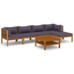 6-Piece Garden Lounge Set with Cushion Acacia Wood Timber Outdoor Patio Furniture