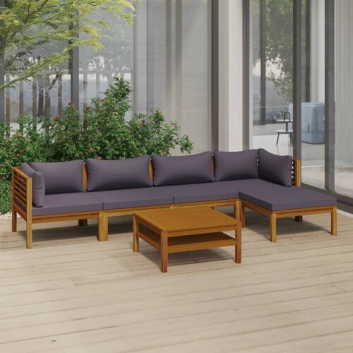 6-Piece Garden Lounge Set with Cushion Acacia Wood Timber Outdoor Patio Furniture - Image 3