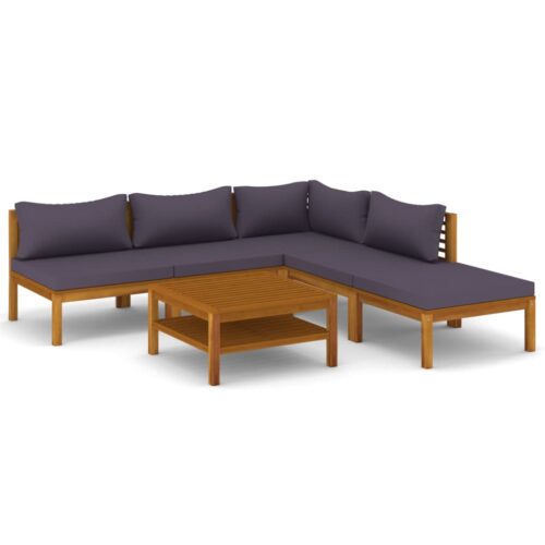 6-Piece Garden Lounge Set with Cushion Acacia Wood Timber Outdoor Patio Furniture