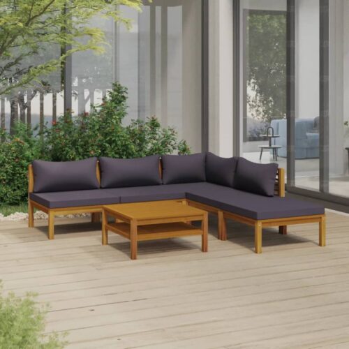 6-Piece Garden Lounge Set with Cushion Acacia Wood Timber Outdoor Patio Furniture - Image 2