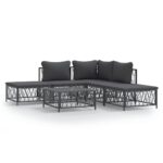 6-Piece Garden Lounge Set with Cushions Anthracite Steel