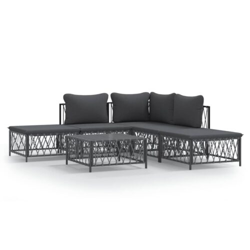 6-Piece Garden Lounge Set with Cushions Anthracite Steel
