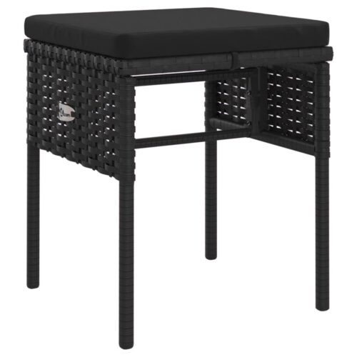 6-Piece Garden Lounge Set with Cushions Black Poly Rattan Wicker Outdoor Patio Furniture - Image 8