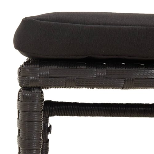 6-Piece Garden Lounge Set with Cushions Black Poly Rattan Wicker Outdoor Patio Furniture - Image 9