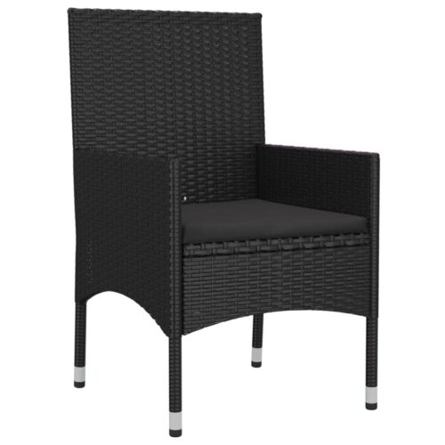 6-Piece Garden Lounge Set with Cushions Black Poly Rattan Wicker Outdoor Patio Furniture - Image 10