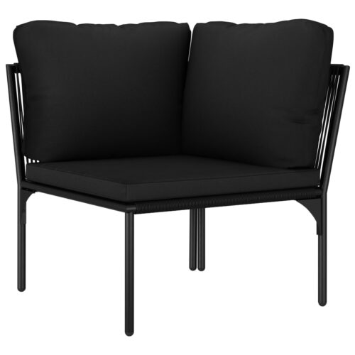 6-Piece Garden Lounge Set with Cushions Black PVC Outdoor Patio Furniture - Image 7