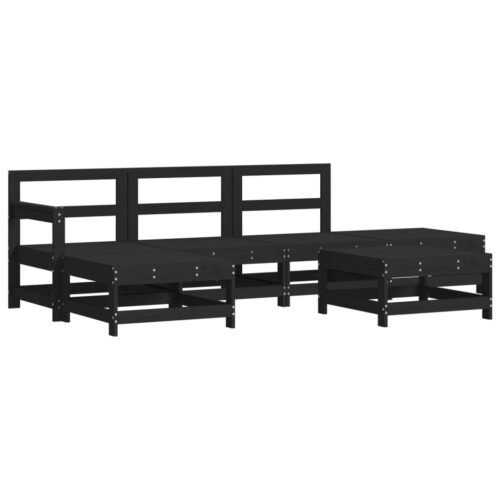 6-Piece Garden Lounge Set with Cushions Black Wood Timber Outdoor Patio Furniture - Image 4