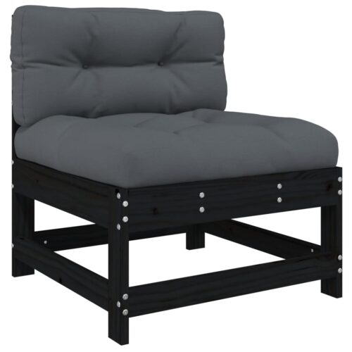 6-Piece Garden Lounge Set with Cushions Black Wood Timber Outdoor Patio Furniture - Image 5