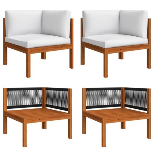 6-Piece Garden Lounge Set with Cushions Cream Acacia Wood Timber Outdoor Patio Furniture - Image 5