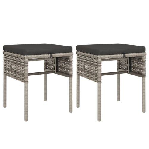 6-Piece Garden Lounge Set with Cushions Grey Poly Rattan Wicker Outdoor Patio Furniture - Image 7