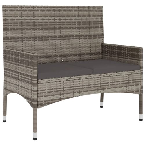 6-Piece Garden Lounge Set with Cushions Grey Poly Rattan Wicker Outdoor Patio Furniture - Image 10