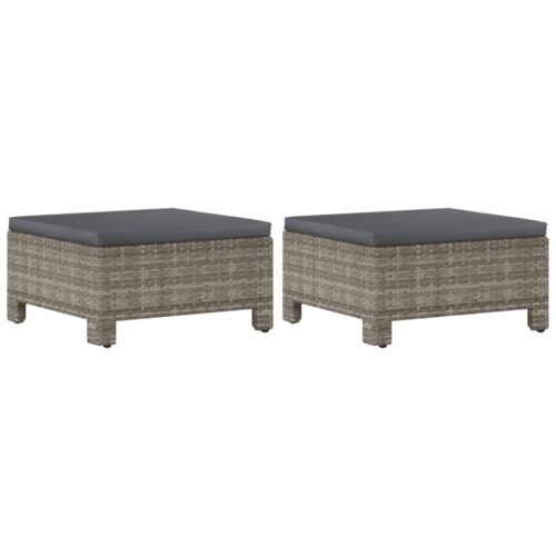 6-Piece Garden Lounge Set with Cushions Grey Poly Rattan Wicker Outdoor Patio Furniture - Image 7