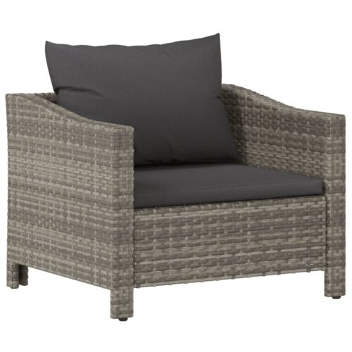 6-Piece Garden Lounge Set with Cushions Grey Poly Rattan Wicker Outdoor Patio Furniture - Image 6