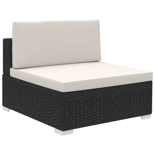 6-Piece Garden Lounge Set with Cushions Poly Rattan Wicker Outdoor Patio Furniture Black - Image 3