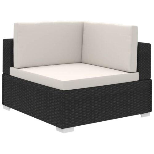 6-Piece Garden Lounge Set with Cushions Poly Rattan Wicker Outdoor Patio Furniture Black - Image 4
