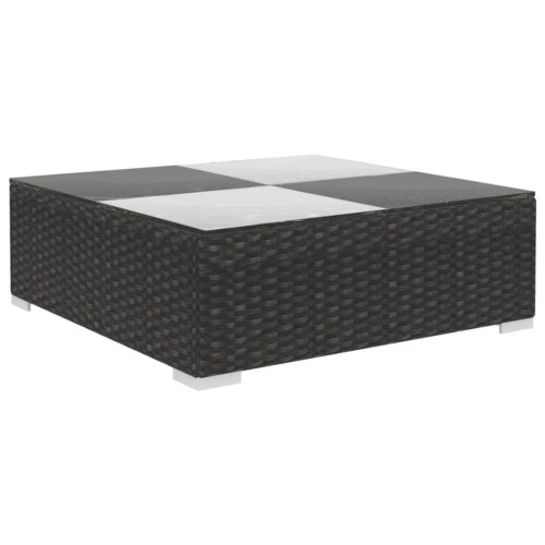 6-Piece Garden Lounge Set with Cushions Poly Rattan Wicker Outdoor Patio Furniture Black - Image 6