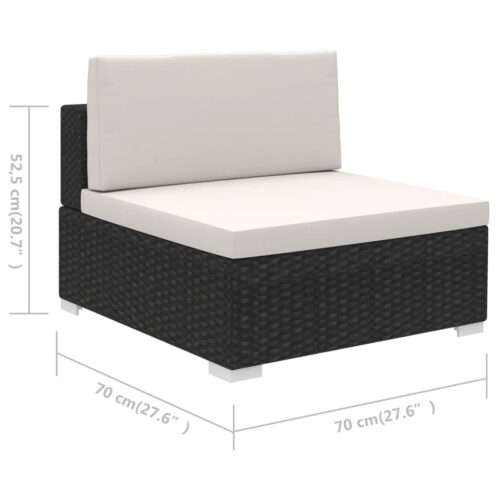 6-Piece Garden Lounge Set with Cushions Poly Rattan Wicker Outdoor Patio Furniture Black - Image 7