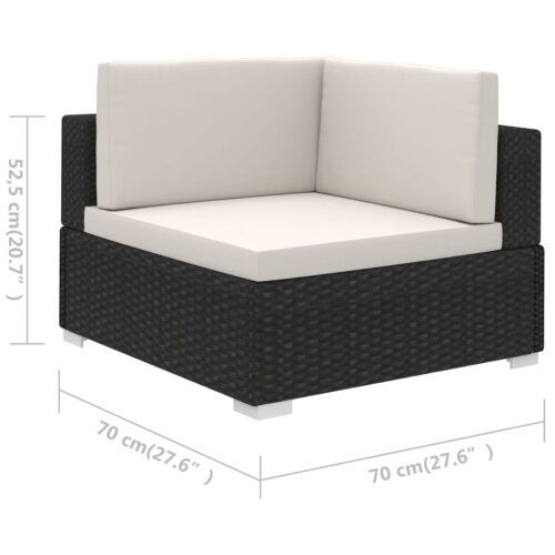 6-Piece Garden Lounge Set with Cushions Poly Rattan Wicker Outdoor Patio Furniture Black - Image 8