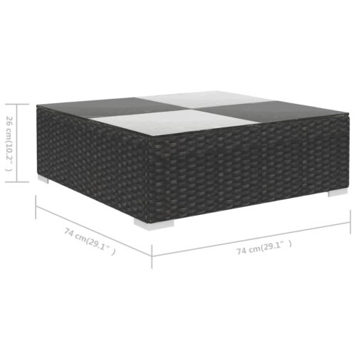 6-Piece Garden Lounge Set with Cushions Poly Rattan Wicker Outdoor Patio Furniture Black - Image 10