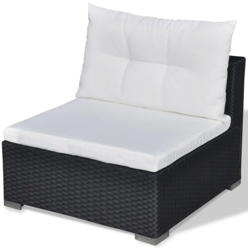 6-Piece Garden Lounge Set with Cushions Poly Rattan Wicker Outdoor Patio Furniture Black - Image 12