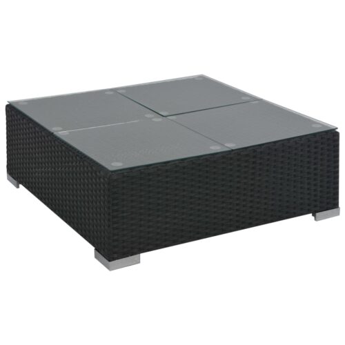 6-Piece Garden Lounge Set with Cushions Poly Rattan Wicker Outdoor Patio Furniture Black - Image 7