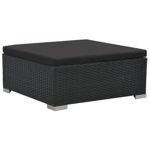 6-Piece Garden Lounge Set with Cushions Poly Rattan Wicker Outdoor Patio Furniture Black - Image 9