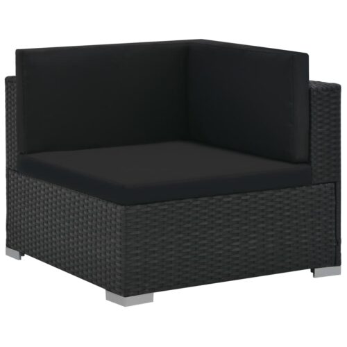 6-Piece Garden Lounge Set with Cushions Poly Rattan Wicker Outdoor Patio Furniture Black - Image 10