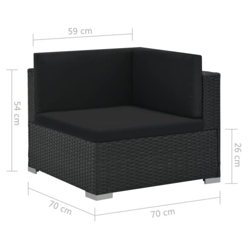 6-Piece Garden Lounge Set with Cushions Poly Rattan Wicker Outdoor Patio Furniture Black - Image 11