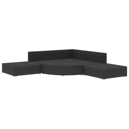 6-Piece Garden Lounge Set with Cushions Poly Rattan Wicker Outdoor Patio Furniture Black - Image 4