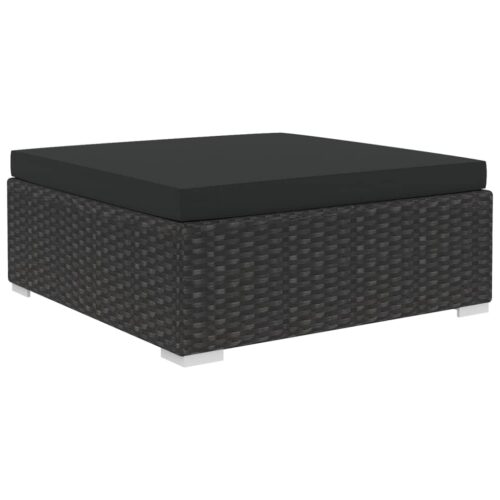 6-Piece Garden Lounge Set with Cushions Poly Rattan Wicker Outdoor Patio Furniture Black - Image 6