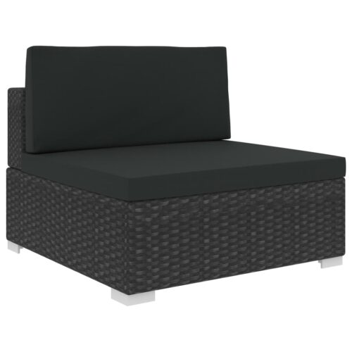 6-Piece Garden Lounge Set with Cushions Poly Rattan Wicker Outdoor Patio Furniture Black - Image 7
