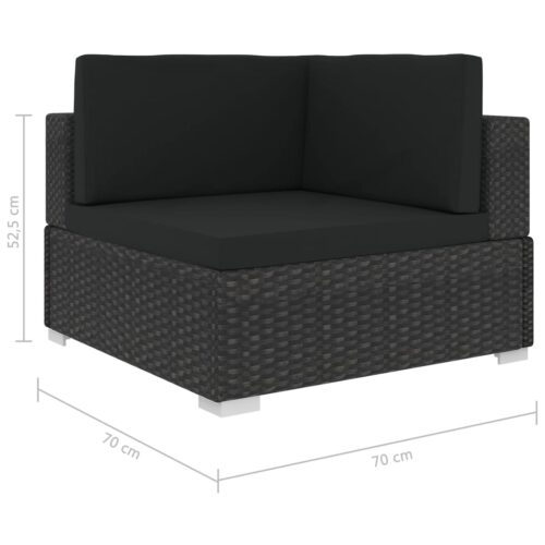 6-Piece Garden Lounge Set with Cushions Poly Rattan Wicker Outdoor Patio Furniture Black - Image 9