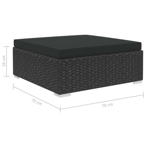 6-Piece Garden Lounge Set with Cushions Poly Rattan Wicker Outdoor Patio Furniture Black - Image 10