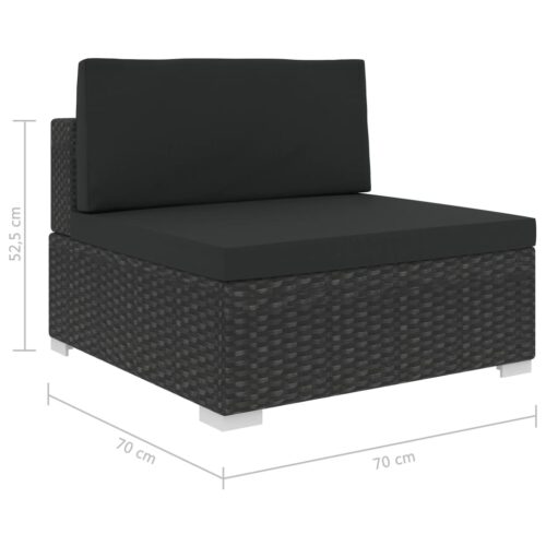 6-Piece Garden Lounge Set with Cushions Poly Rattan Wicker Outdoor Patio Furniture Black - Image 11
