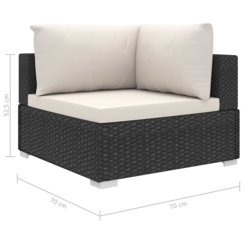 6-Piece Garden Lounge Set with Cushions Poly Rattan Wicker Outdoor Patio Furniture Black - Image 8