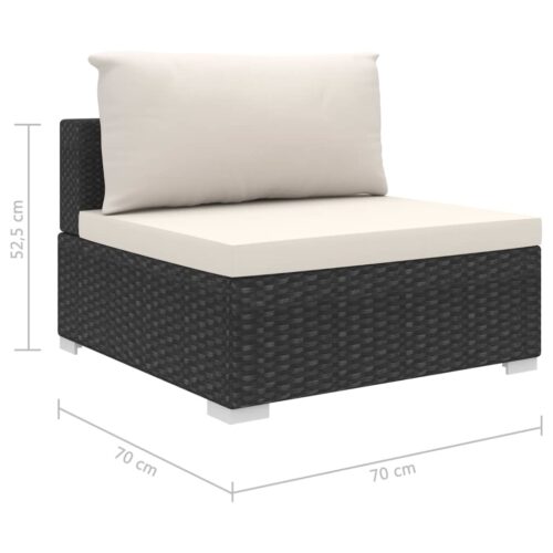 6-Piece Garden Lounge Set with Cushions Poly Rattan Wicker Outdoor Patio Furniture Black - Image 9