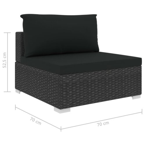 6-Piece Garden Lounge Set with Cushions Poly Rattan Wicker Outdoor Patio Furniture Black - Image 7