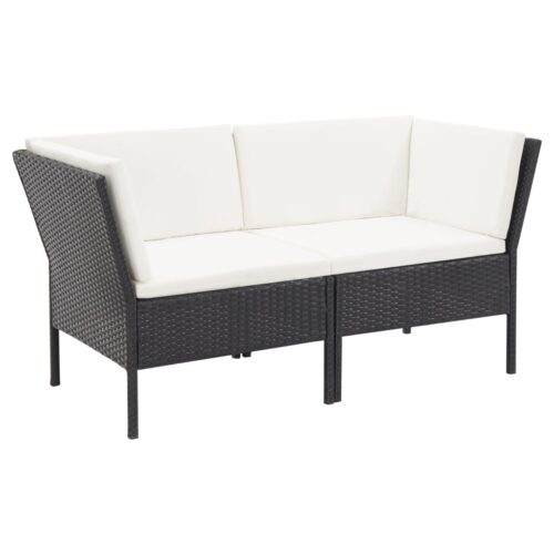 6-Piece Garden Lounge Set with Cushions Poly Rattan Wicker Outdoor Patio Furniture Black - Image 4
