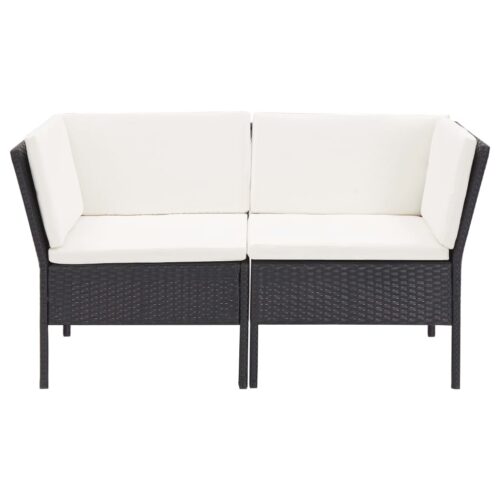 6-Piece Garden Lounge Set with Cushions Poly Rattan Wicker Outdoor Patio Furniture Black - Image 5