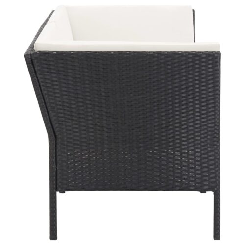 6-Piece Garden Lounge Set with Cushions Poly Rattan Wicker Outdoor Patio Furniture Black - Image 6