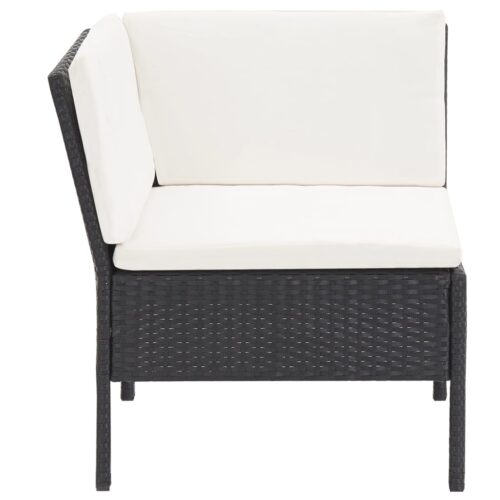 6-Piece Garden Lounge Set with Cushions Poly Rattan Wicker Outdoor Patio Furniture Black - Image 8