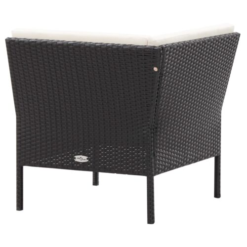 6-Piece Garden Lounge Set with Cushions Poly Rattan Wicker Outdoor Patio Furniture Black - Image 9