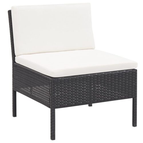 6-Piece Garden Lounge Set with Cushions Poly Rattan Wicker Outdoor Patio Furniture Black - Image 10