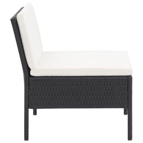 6-Piece Garden Lounge Set with Cushions Poly Rattan Wicker Outdoor Patio Furniture Black - Image 11