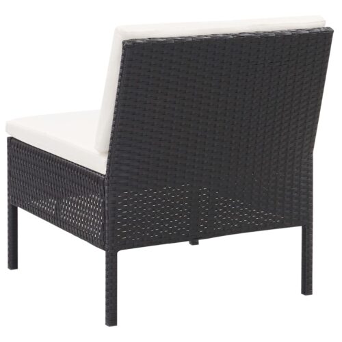 6-Piece Garden Lounge Set with Cushions Poly Rattan Wicker Outdoor Patio Furniture Black - Image 12
