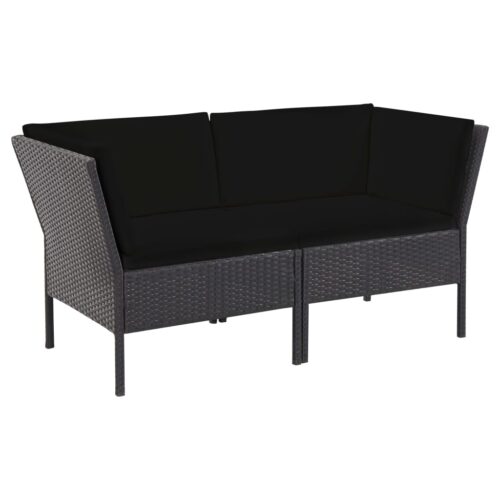 6-Piece Garden Lounge Set with Cushions Poly Rattan Wicker Outdoor Patio Furniture Black - Image 4