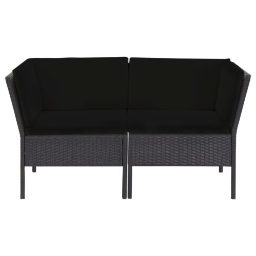 6-Piece Garden Lounge Set with Cushions Poly Rattan Wicker Outdoor Patio Furniture Black - Image 5