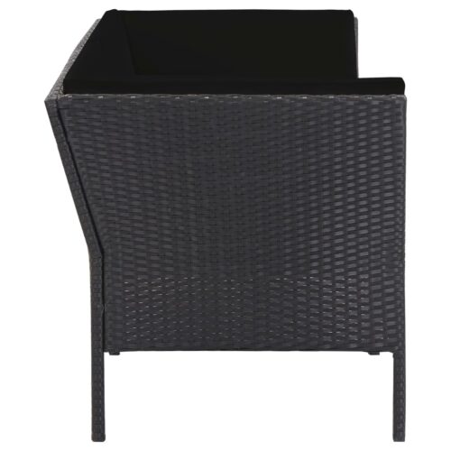 6-Piece Garden Lounge Set with Cushions Poly Rattan Wicker Outdoor Patio Furniture Black - Image 6