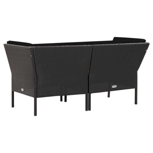 6-Piece Garden Lounge Set with Cushions Poly Rattan Wicker Outdoor Patio Furniture Black - Image 7